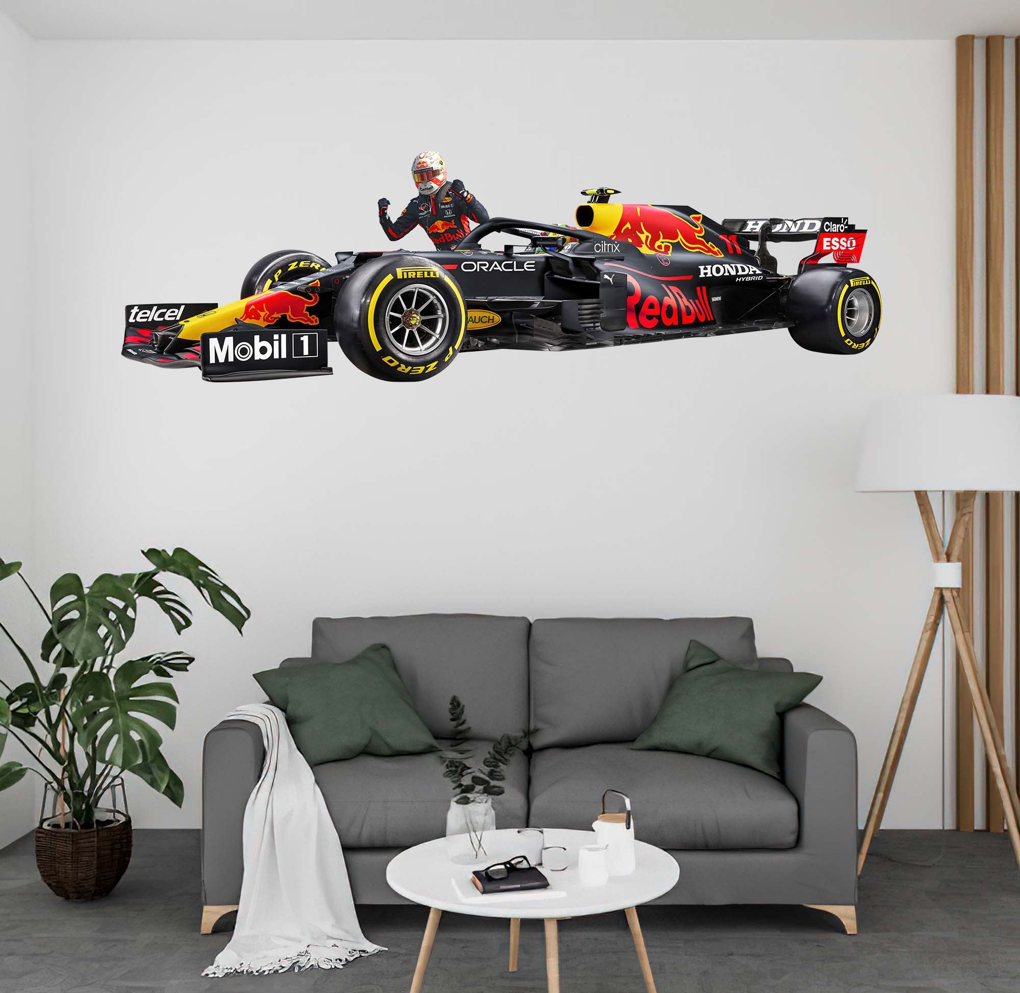 2021 Red Bulls Wall Decal Sticker with Max Verstappen Cherring, Removable Peel-N-Stick 002