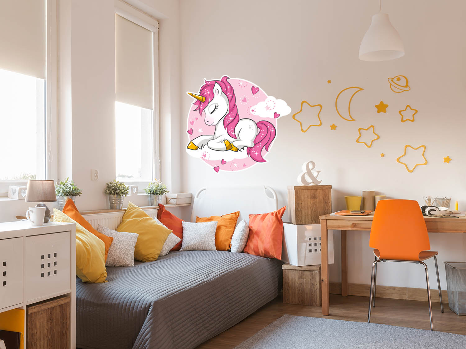 Pink Unicorn in a Cloud, Wall Decal Sticker, Removable with NO wall Damage!
