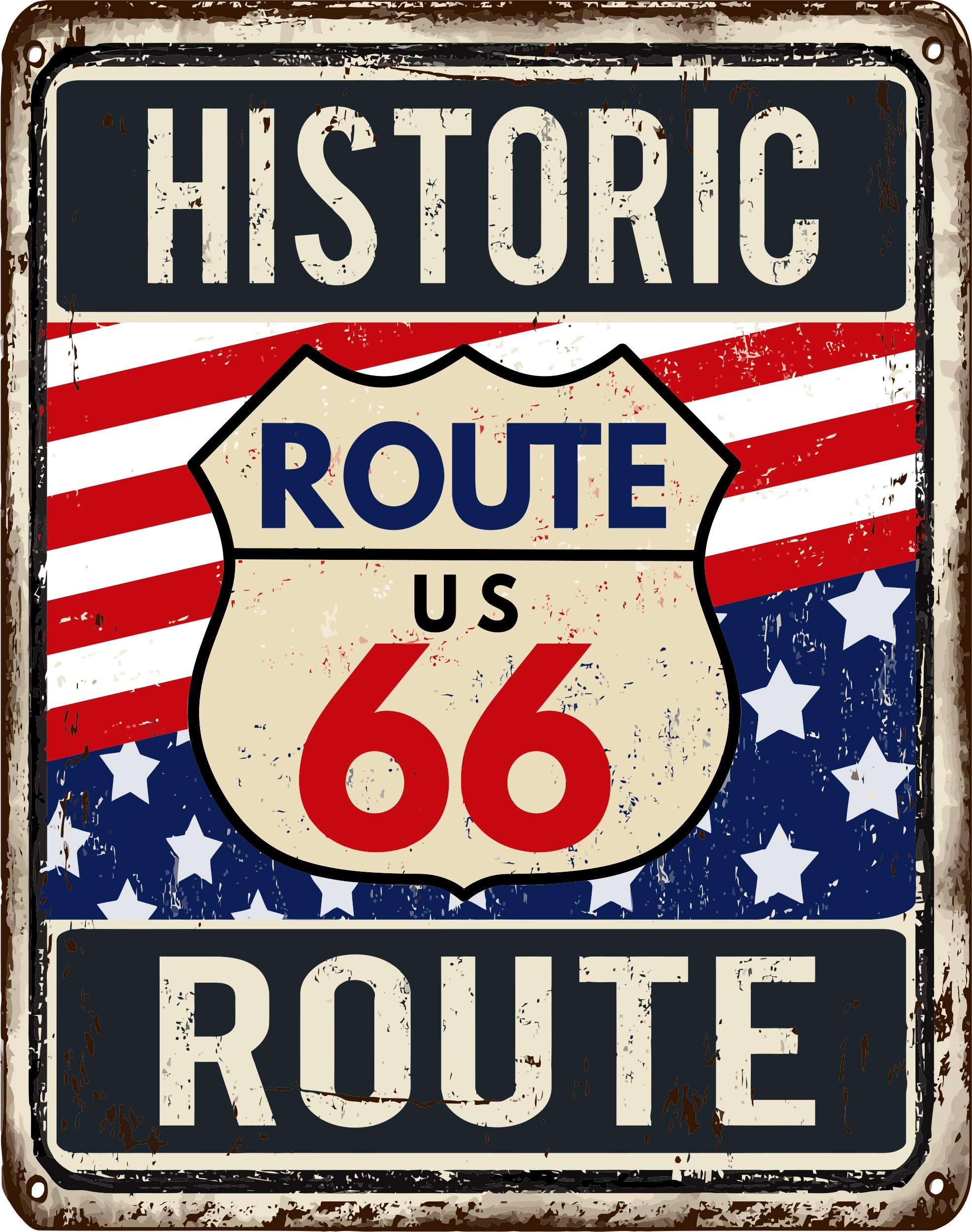 Aged Route 66 Sign, Man Cave, Beer, Route 66, Wall Sticker - CoolWalls.ca