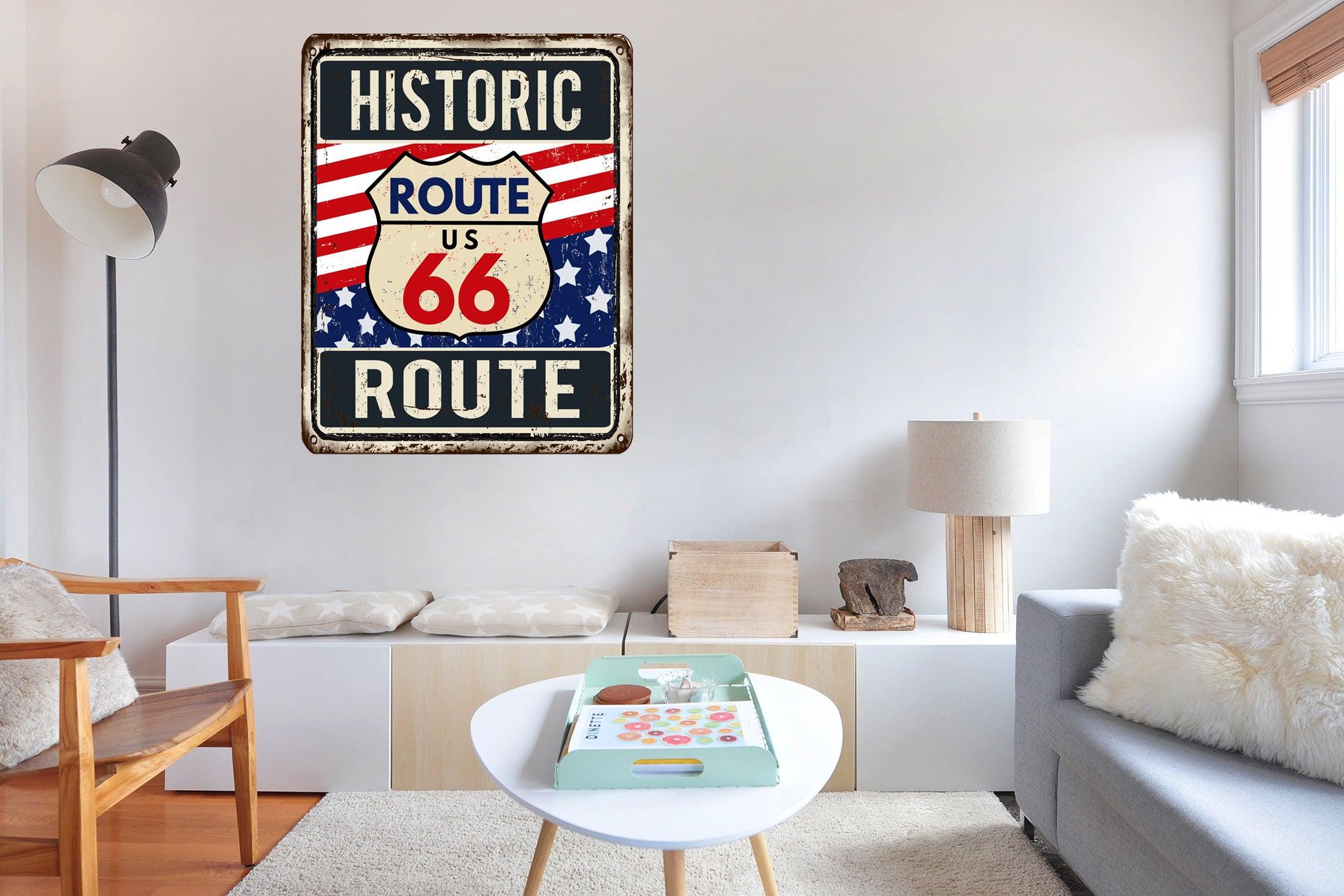 Aged Route 66 Sign, Man Cave, Beer, Route 66, Wall Sticker - CoolWalls.ca