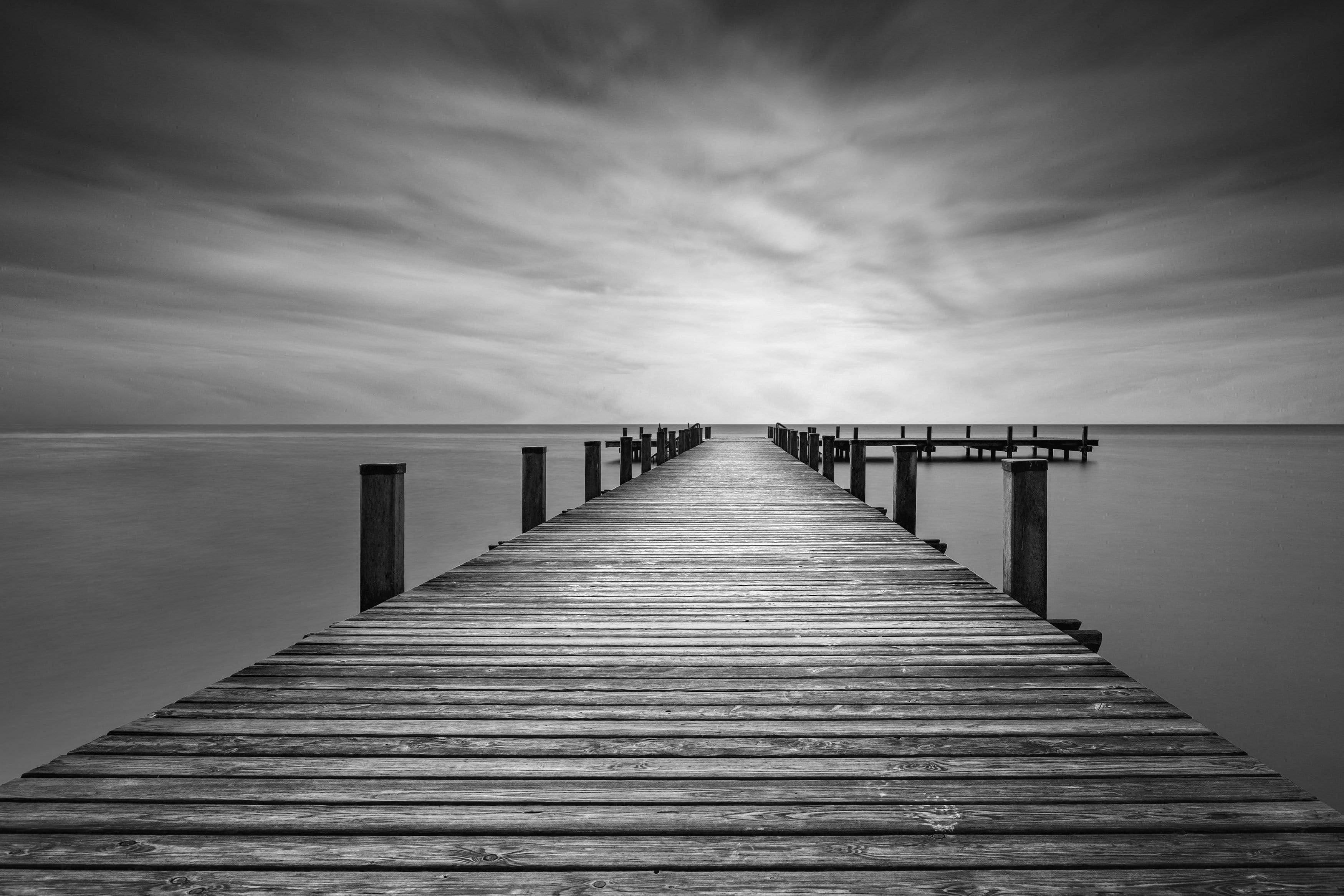 B&W Dock over water Wall paper