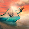 Beach with Ship Trapped in Bottle,  Wallpaper, Peel-N-Stick and Removes Easily Anytime