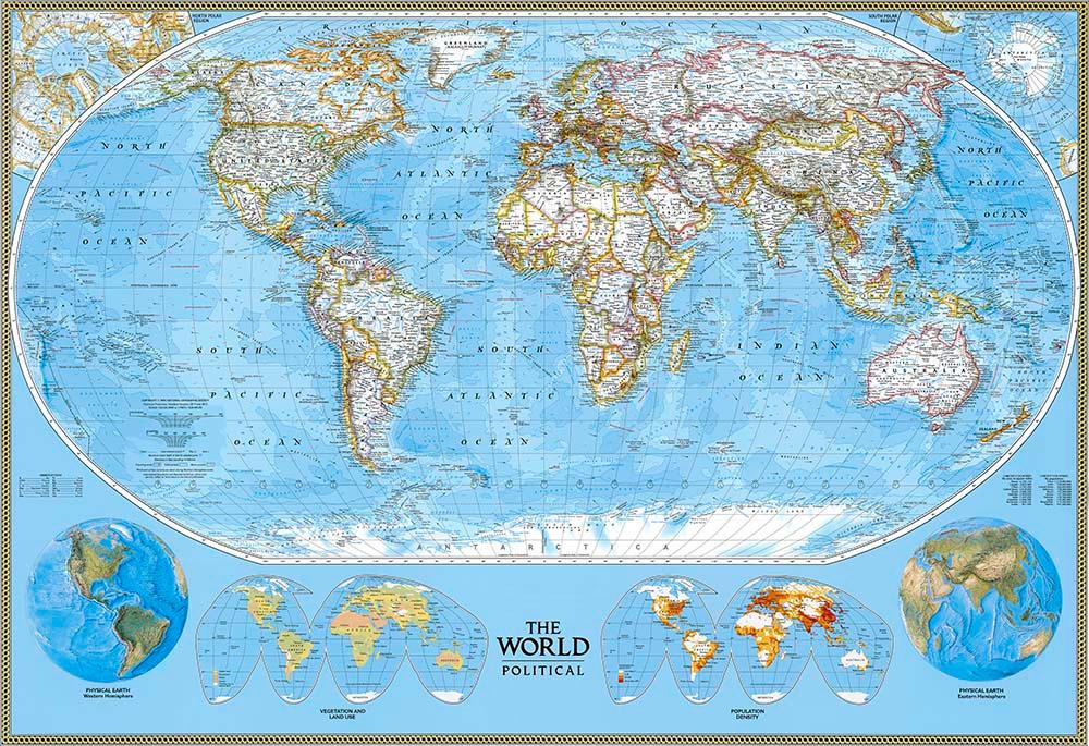 Political World Map Wall Decal Sticker Wallpaper, PEEL-N-STICK, removable anytime. Great for a classroom - CoolWalls.ca