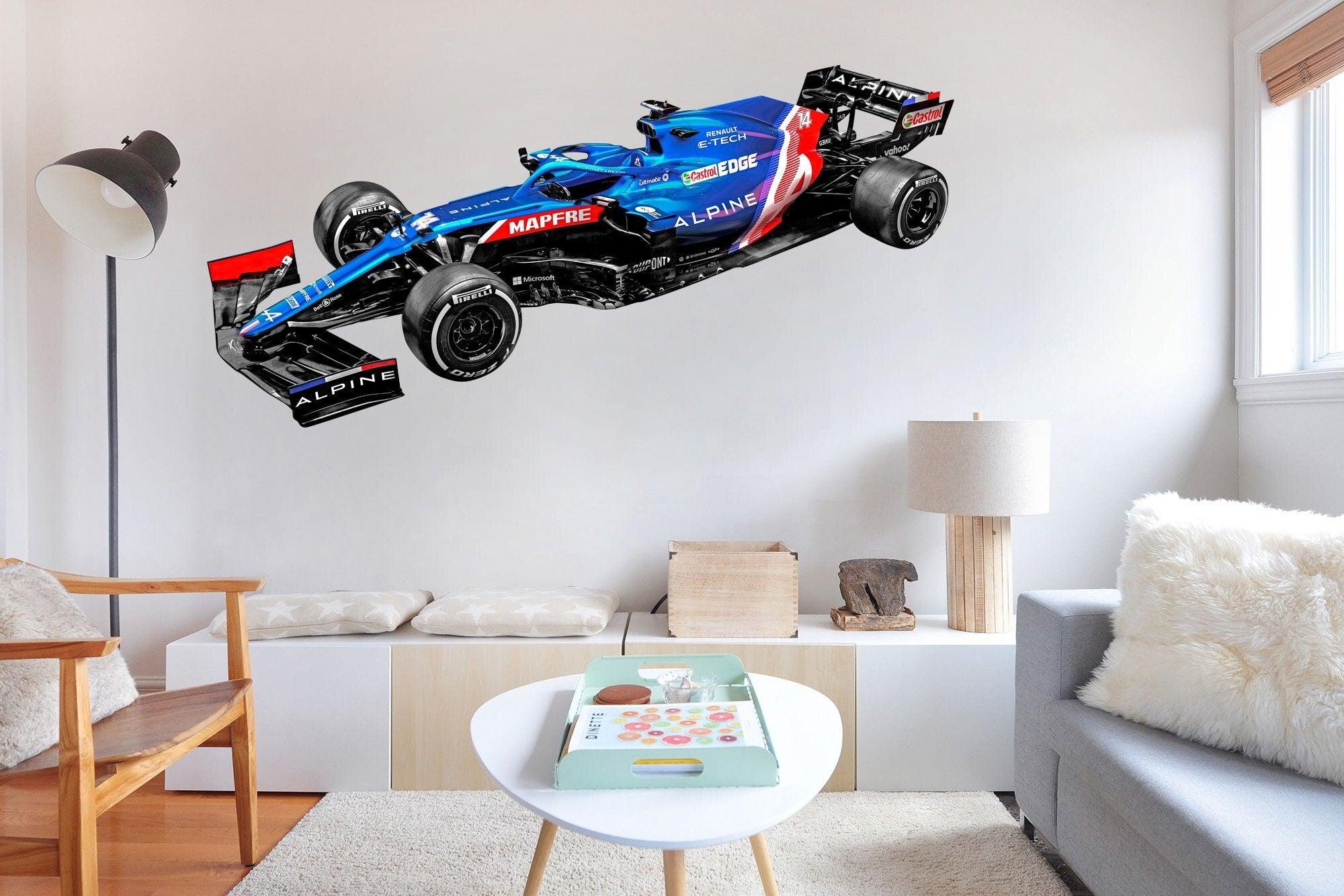 Formula 1 Car, 2021 Alpine race car #14 Side, Wall Decal Sticker, Fernando Alonso 001