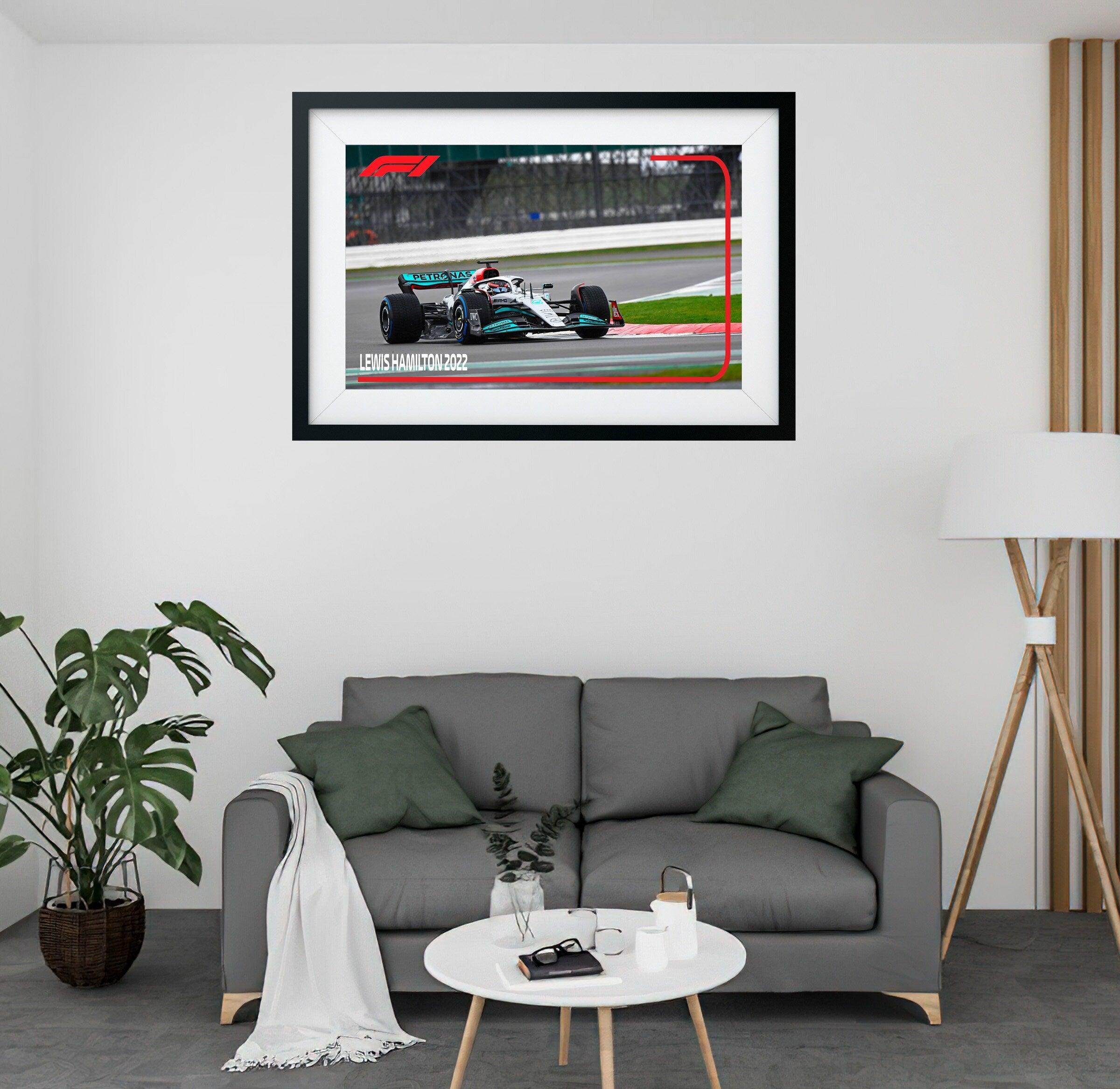 Lewis Hamilton 3D Printed Picture Frame | F1 | Mercedes F1 2022 Rain shot | Removable Car Decal | Track Shot
