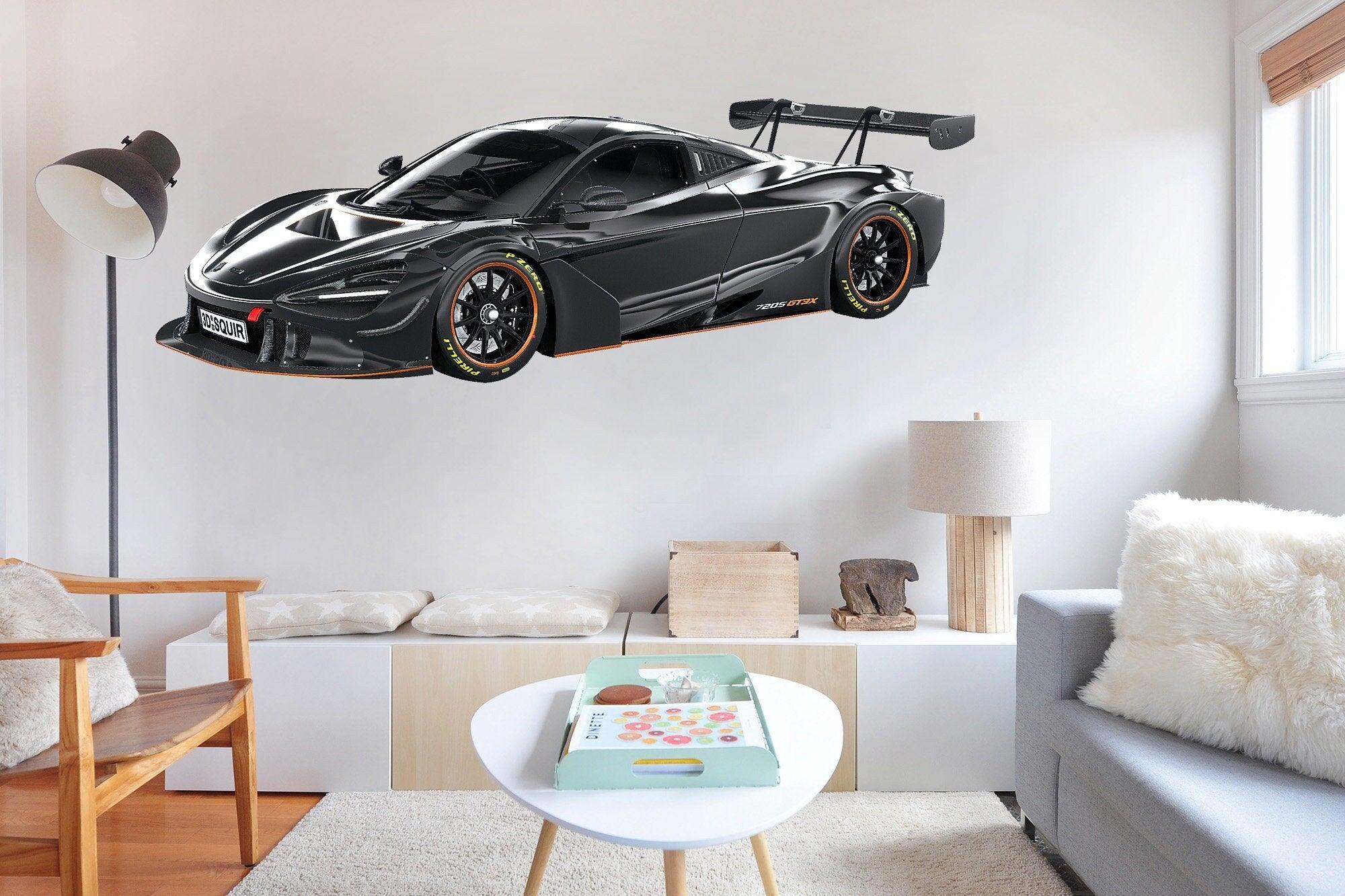 Mclaren 720s gt3x 2021 Wall Decal Luxury Hyper Exotic Sports Car Removable Fabric Wall Sticker Boys Bedroom Man Cave Wall Art Decor