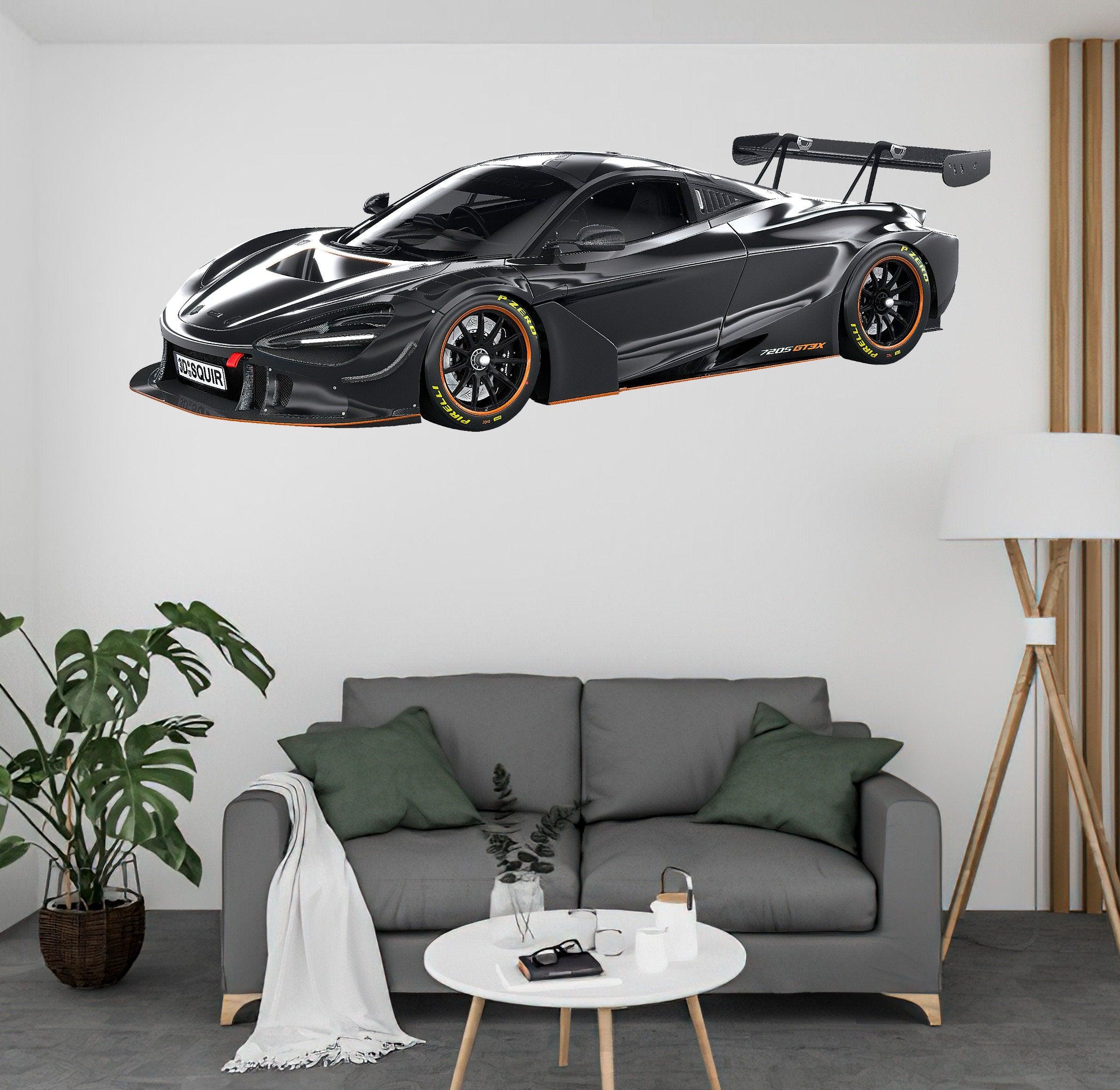 Mclaren 720s gt3x 2021 Wall Decal Luxury Hyper Exotic Sports Car Removable Fabric Wall Sticker Boys Bedroom Man Cave Wall Art Decor