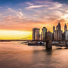 New York City overlooking Brooklyn Bridge at dusk