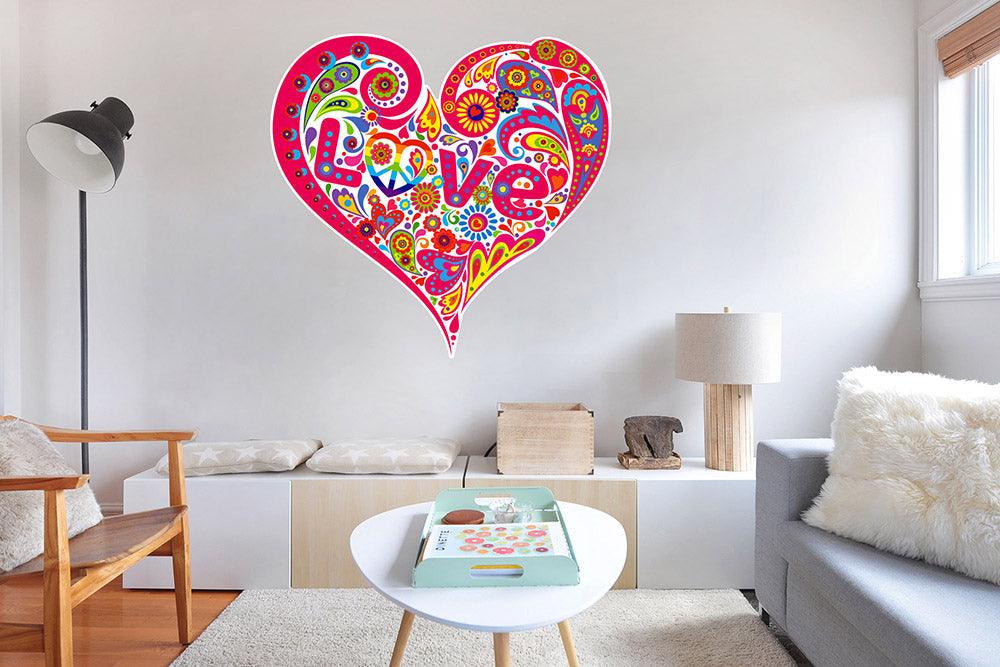 CoolWalls.ca sticker Pink Love heart wall decal,  Peel-N-Stick Wall Decal, Removable, Easy install