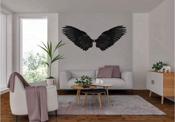 Removable Indoor, Fabric Peel-N-Stick Wall Decal: Black Wings Die Cut to Wings