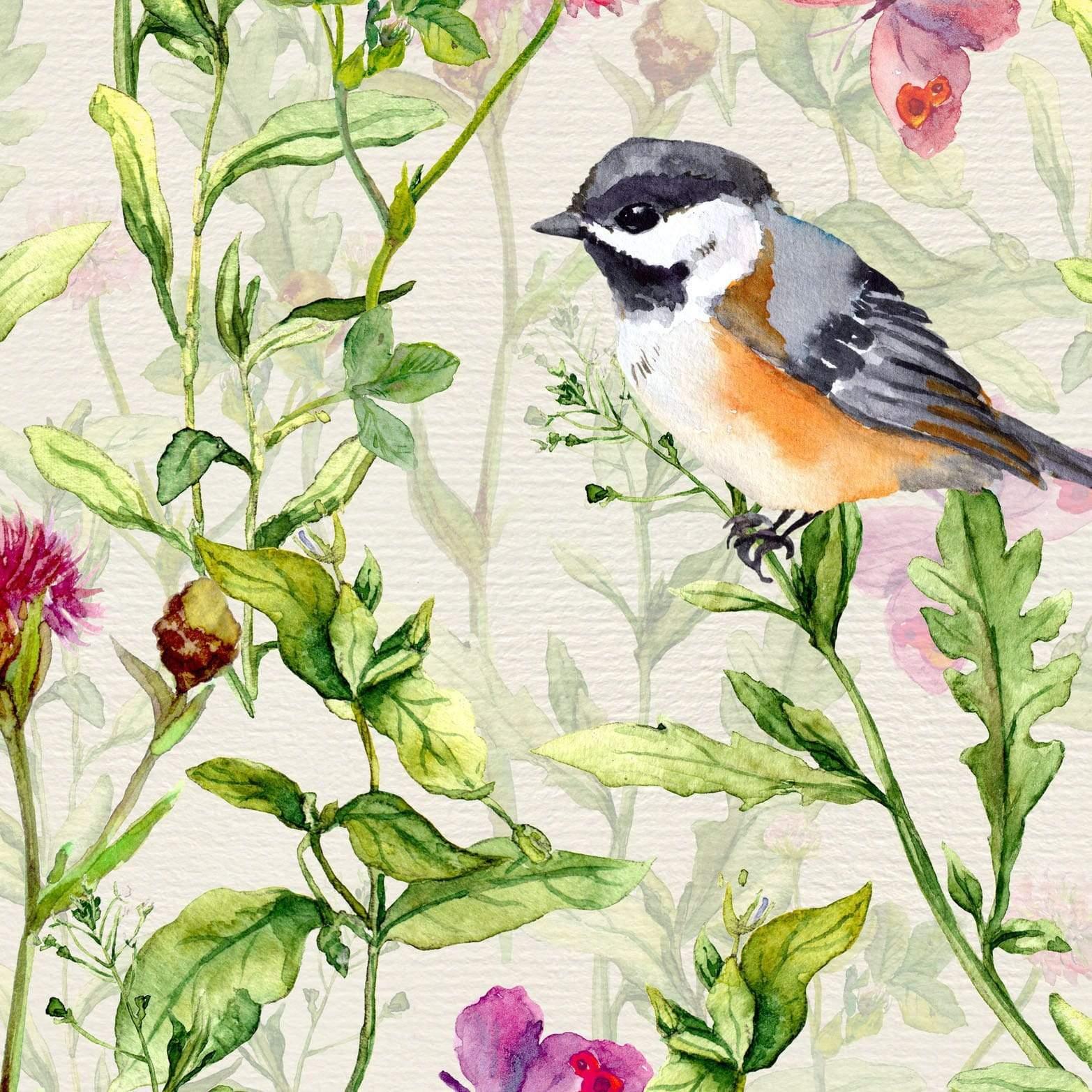 Small bird in a spring meadow Removable Wallpaper in 28" Rolls