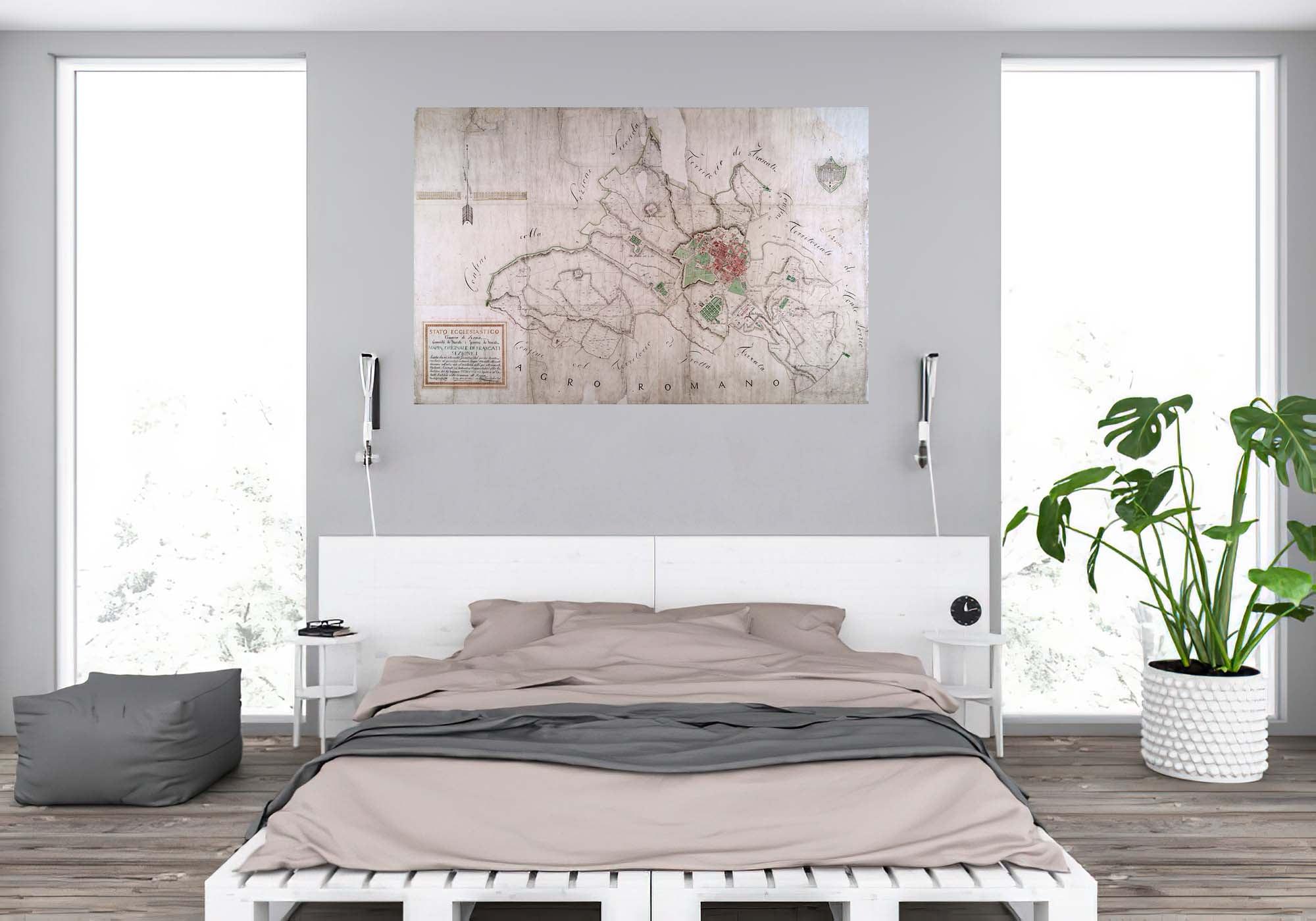 CoolWalls.ca diecut Very Old Map of Frascati, Wall Decal Sticker Wallpaper, PEEL-N-STICK, removable anytime. Great for a classroom