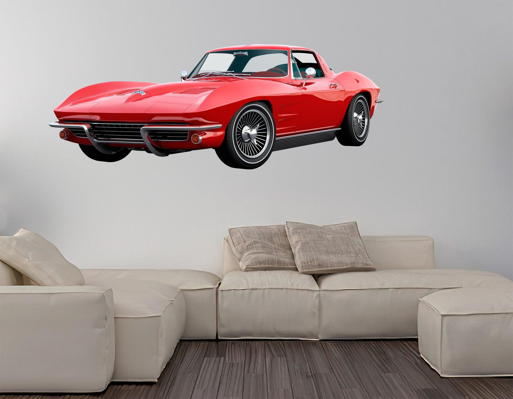 1965 Corvette C2 Stingray Red, Wall Decal Sticker, Easy to Peel-N-Stick 037