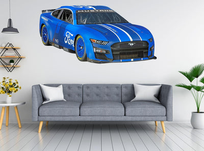 CoolWalls.ca Cars 2021 Ford NASCAR Blue Mustang, Wall Decal Sticker, Easy to Peel-N-Stick