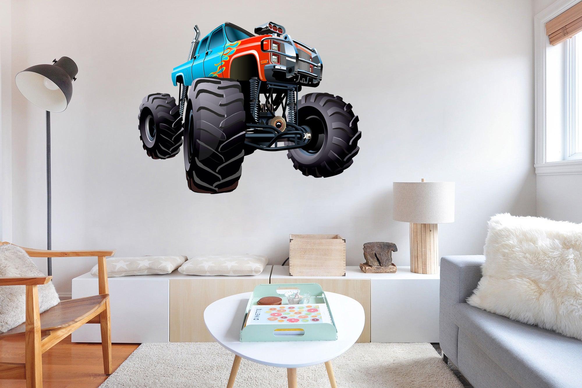3D Monster Truck on Wall, Wall Decal Sticker, Removable 004