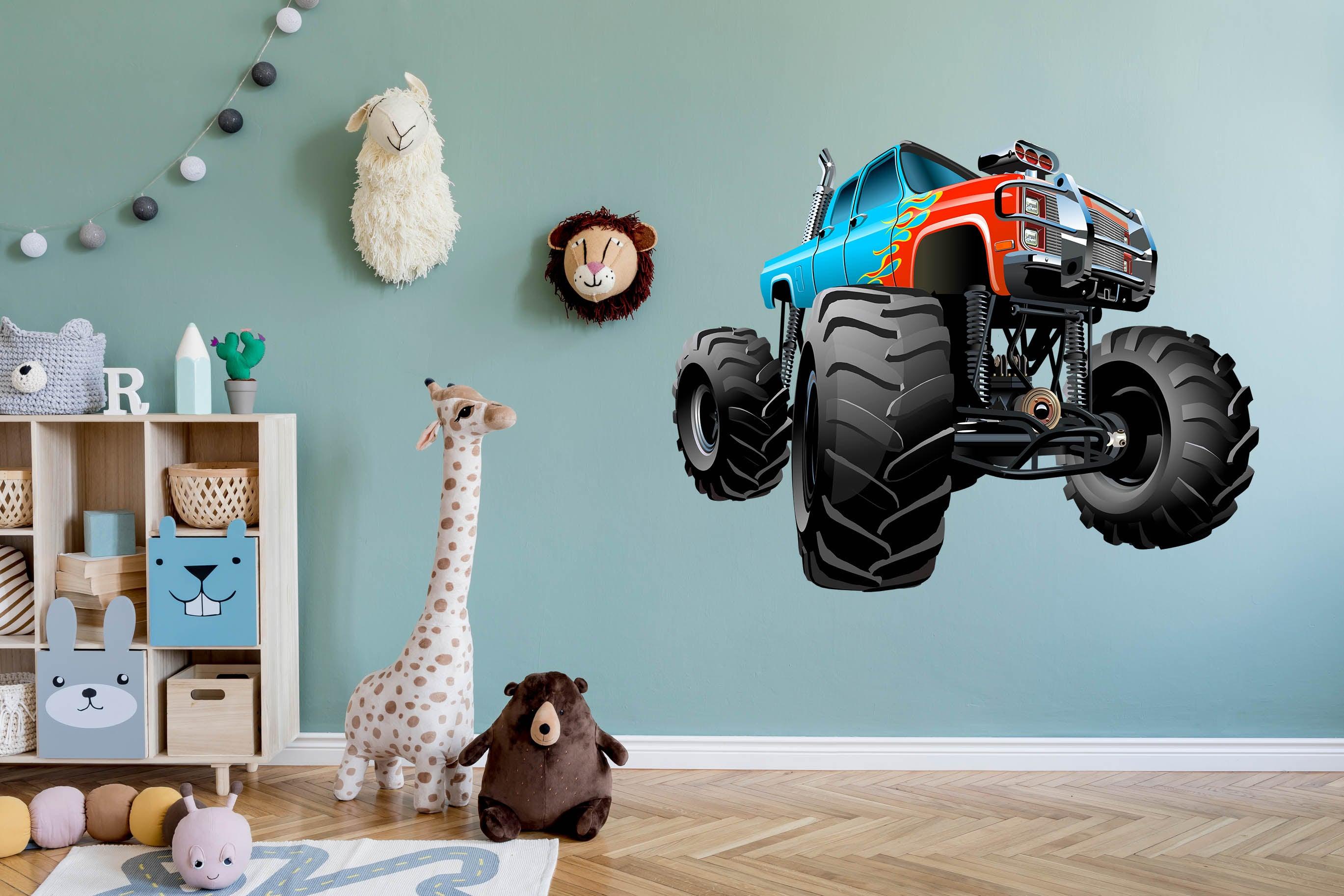 3D Monster Truck on Wall, Wall Decal Sticker, Removable 004
