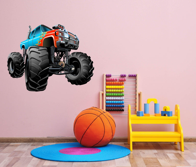 3D Monster Truck on Wall, Wall Decal Sticker, Removable 004