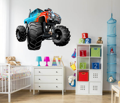 3D Monster Truck on Wall, Wall Decal Sticker, Removable 004