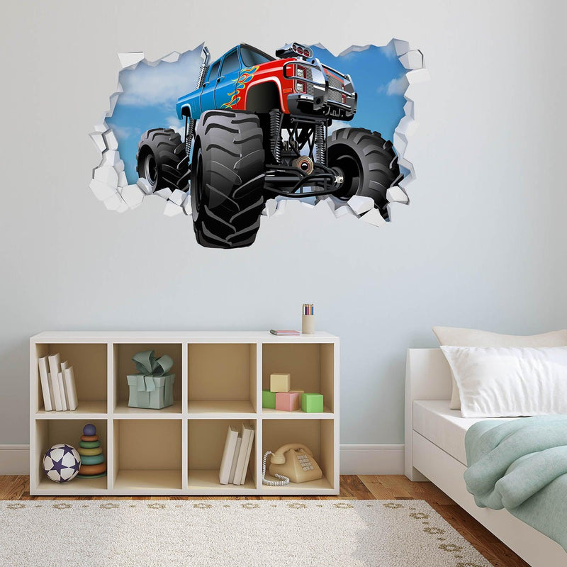 3D Monster Truck Plaster Wall, Wall Decal Sticker, Removable 003 Dark