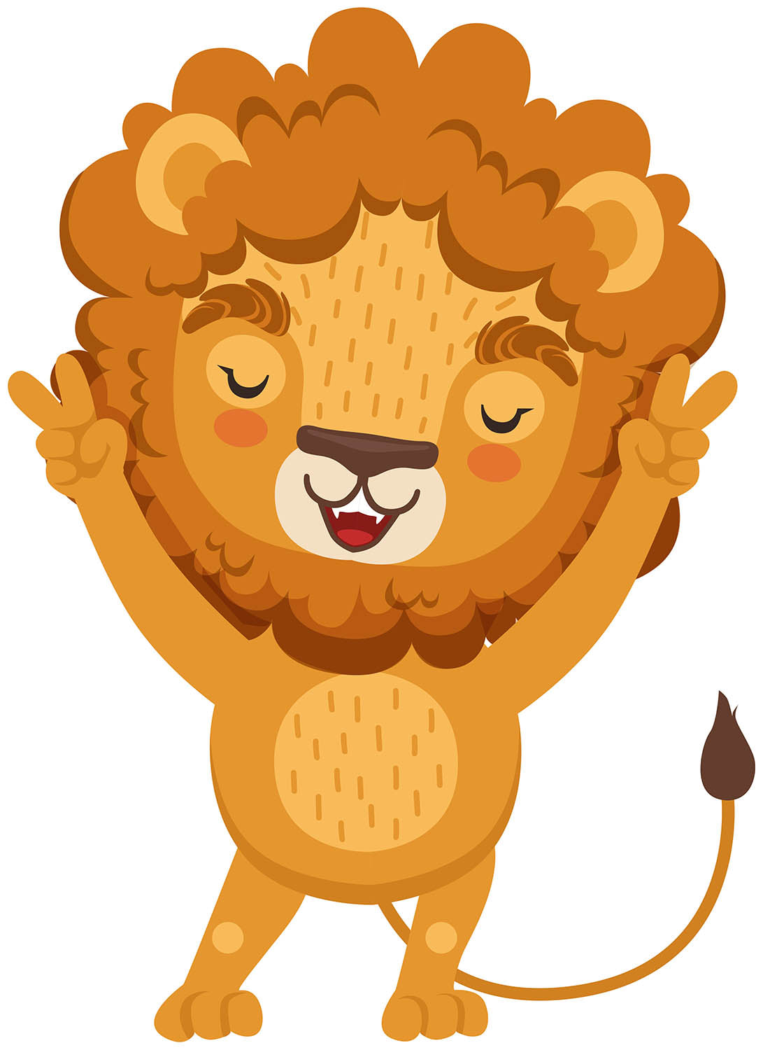 Animated Lion, Arms Up, Wall Decal Sticker, Removable, Soft Fabric Decal