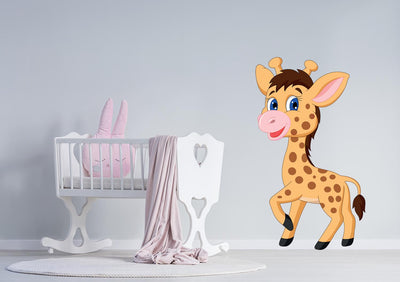 Standing Baby Giraffe wall decal for Kid's room, Peel-N-Stick Removable and adorable