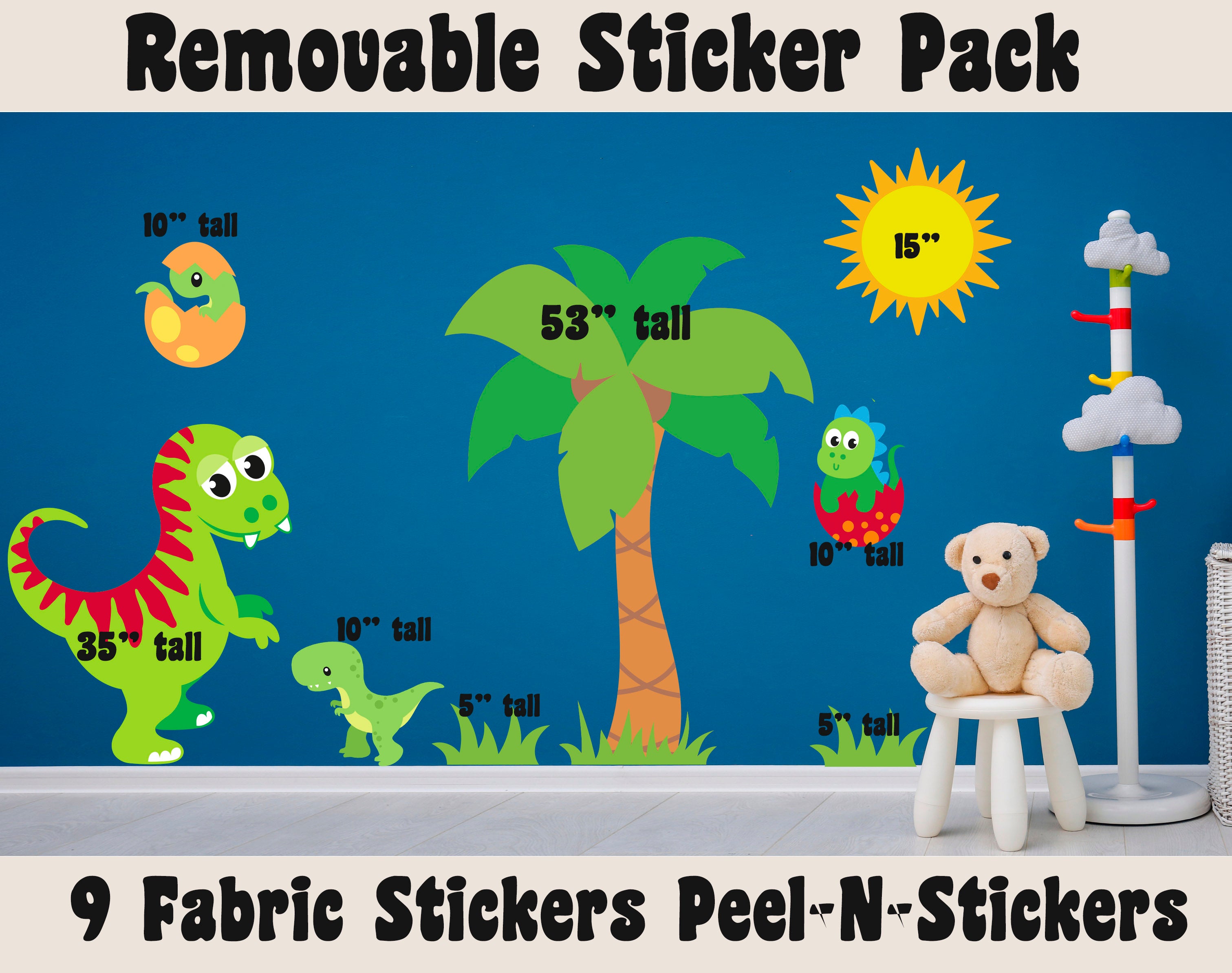 Large Dinosaur Sticker Sticker Packs, Wall Decal Sticker, Removable with NO wall Damage!