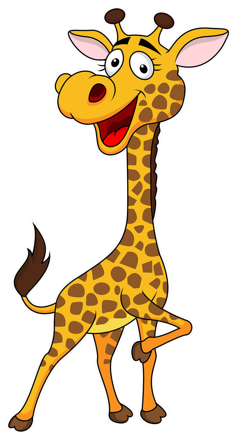 Happy Giraffe Standing tall, Peel-N-Stick, Removable, vibrant colours Kids room