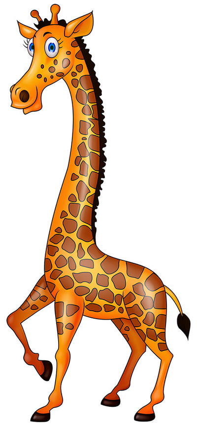 Animated Giraffe Standing tall, Peel-N-Stick, Removable, vibrant colours Kids room