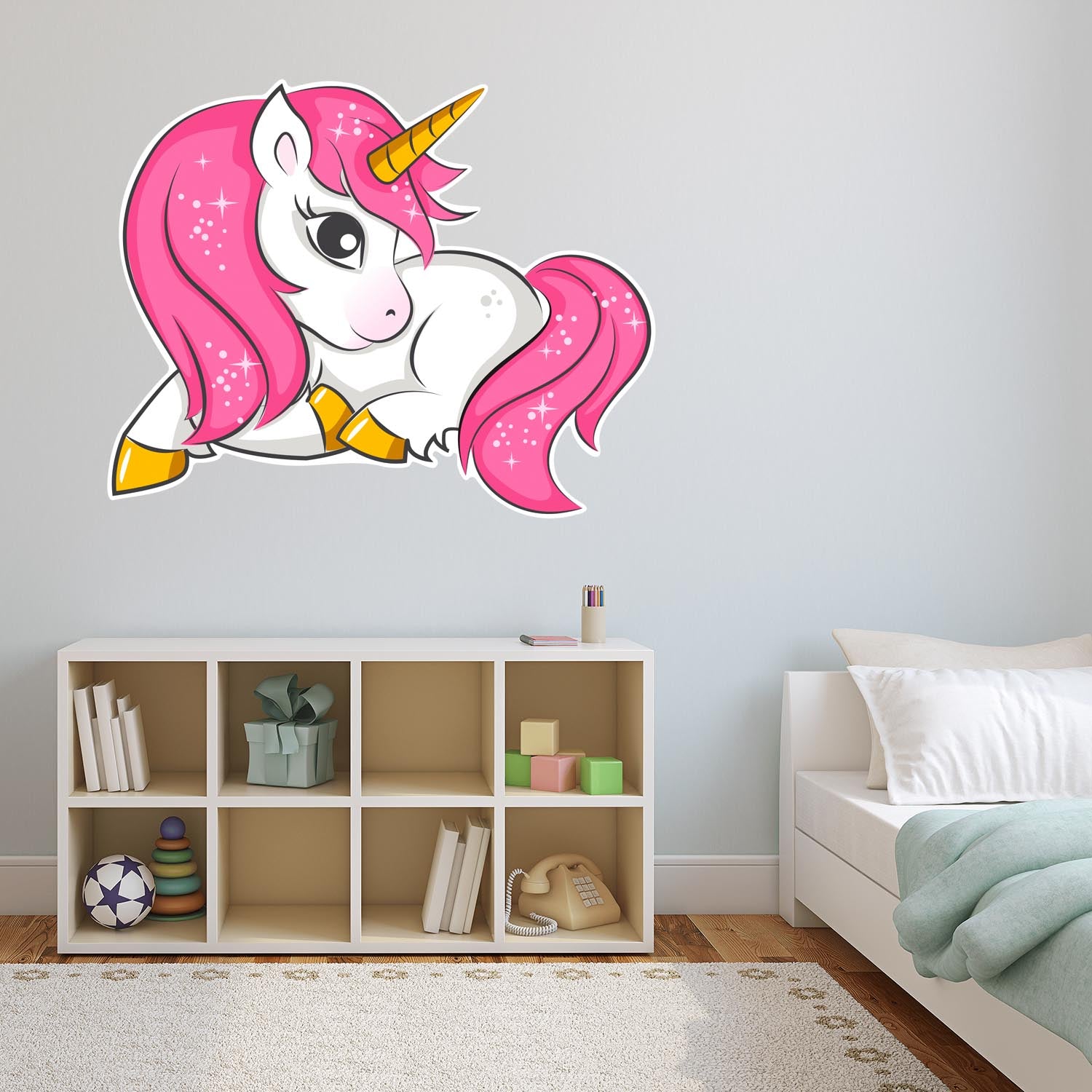 Pink Unicorn Decal, Wall Decal Sticker, Removable, Soft Fabric Decal