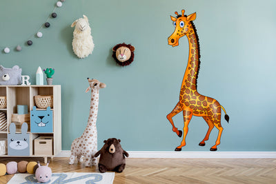 Animated Giraffe Standing tall, Peel-N-Stick, Removable, vibrant colours Kids room