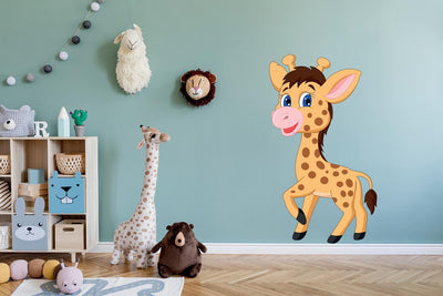 Standing Baby Giraffe wall decal for Kid's room, Peel-N-Stick Removable and adorable