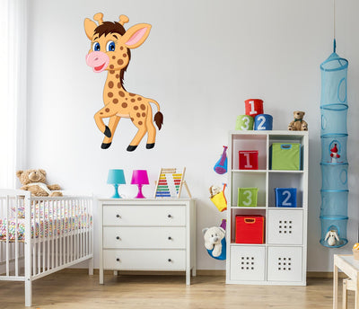 Standing Baby Giraffe wall decal for Kid's room, Peel-N-Stick Removable and adorable