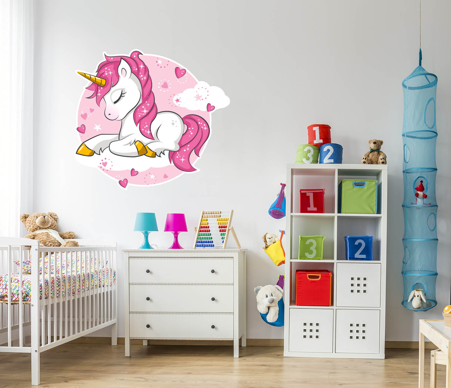 Pink Unicorn in a Cloud, Wall Decal Sticker, Removable with NO wall Damage!