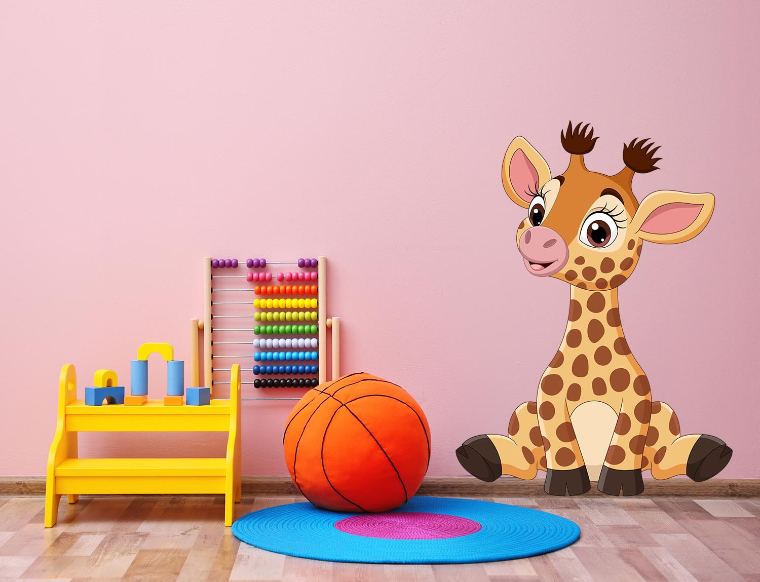 Baby Giraffe wall decal for Kid's room, Peel-N-Stick Removable and adorable