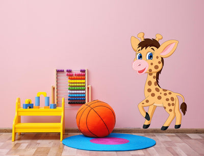 Standing Baby Giraffe wall decal for Kid's room, Peel-N-Stick Removable and adorable