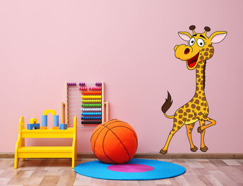 Happy Giraffe Standing tall, Peel-N-Stick, Removable, vibrant colours Kids room