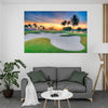 Gold Sand Trap and Sunset, Golf Wall Decals, Peel-and-Stick, Golf Course Wallpaper for Indoor Golf & Simulator Rooms G002