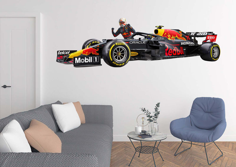 2021 Red Bulls Wall Decal Sticker with Max Verstappen Cherring, Removable Peel-N-Stick 002