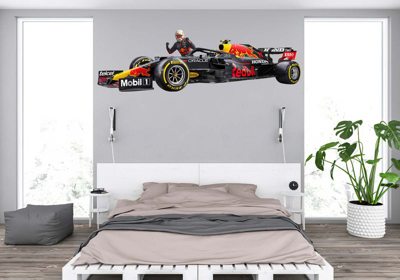 2021 Red Bulls Wall Decal Sticker with Max Verstappen Cherring, Removable Peel-N-Stick 002