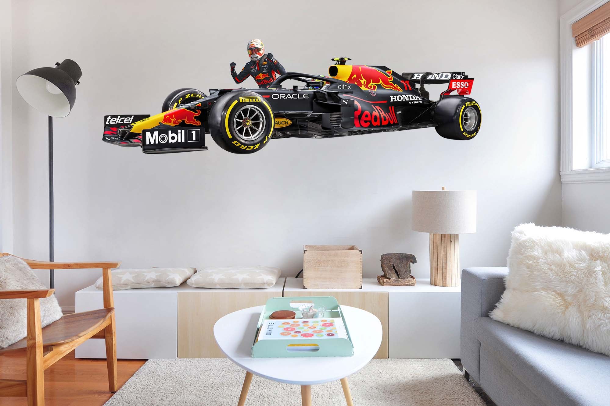 2021 Red Bulls Wall Decal Sticker with Max Verstappen Cherring, Removable Peel-N-Stick 002