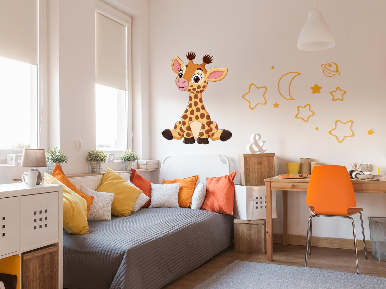 Baby Giraffe wall decal for Kid's room, Peel-N-Stick Removable and adorable