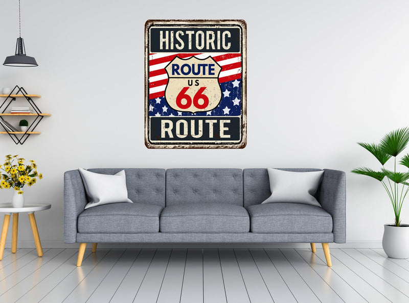 Aged Route 66 Sign, Man Cave, Beer, Route 66, Wall Sticker - CoolWalls.ca