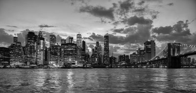 B&W Brooklyn Bridge Night over water