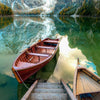 Boat on Lake with Reflection of Mountains Wallpaper, Peel-N-Stick and Removes Easily Anytime