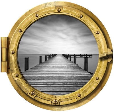 BW Dock Over waters #009, Window Decal, removable wallpaper Home Decor