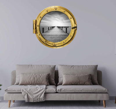 BW Dock Over waters #009, Window Decal, removable wallpaper Home Decor