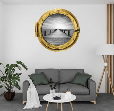 BW Dock Over waters #009, Window Decal, removable wallpaper Home Decor