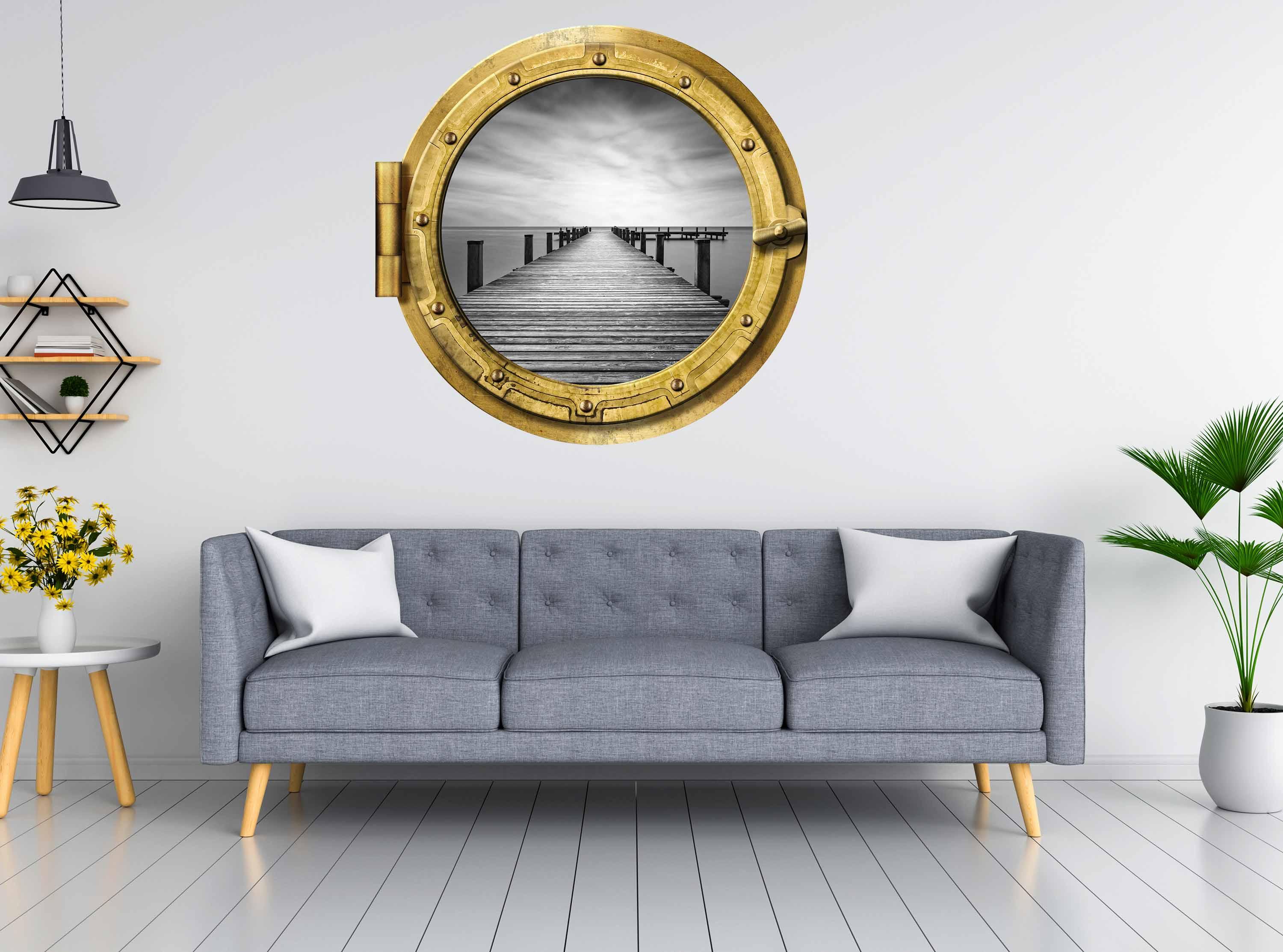 BW Dock Over waters #009, Window Decal, removable wallpaper Home Decor