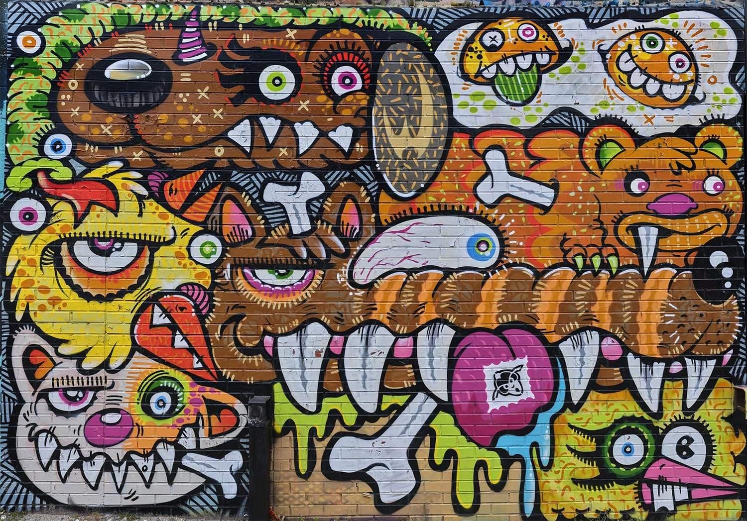 Colourful Graffiti Wall NYC Bushwick, wall mural, Peel-N-Stick, Home Decor
