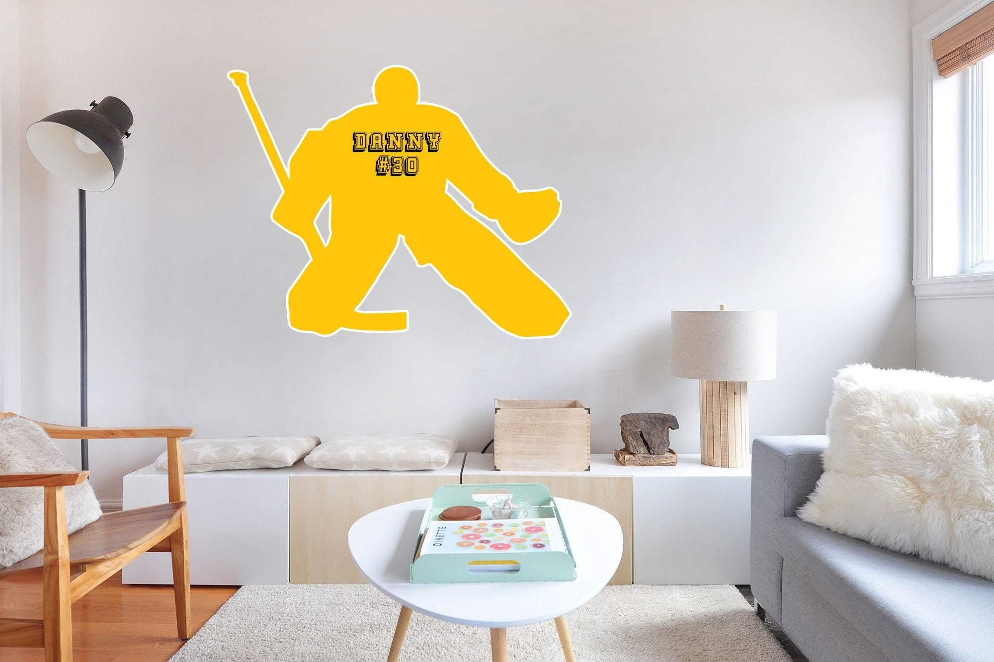 Customizable Hockey Goalie with name Sticker, wall mural, Peel-N-Stick, Home Decor